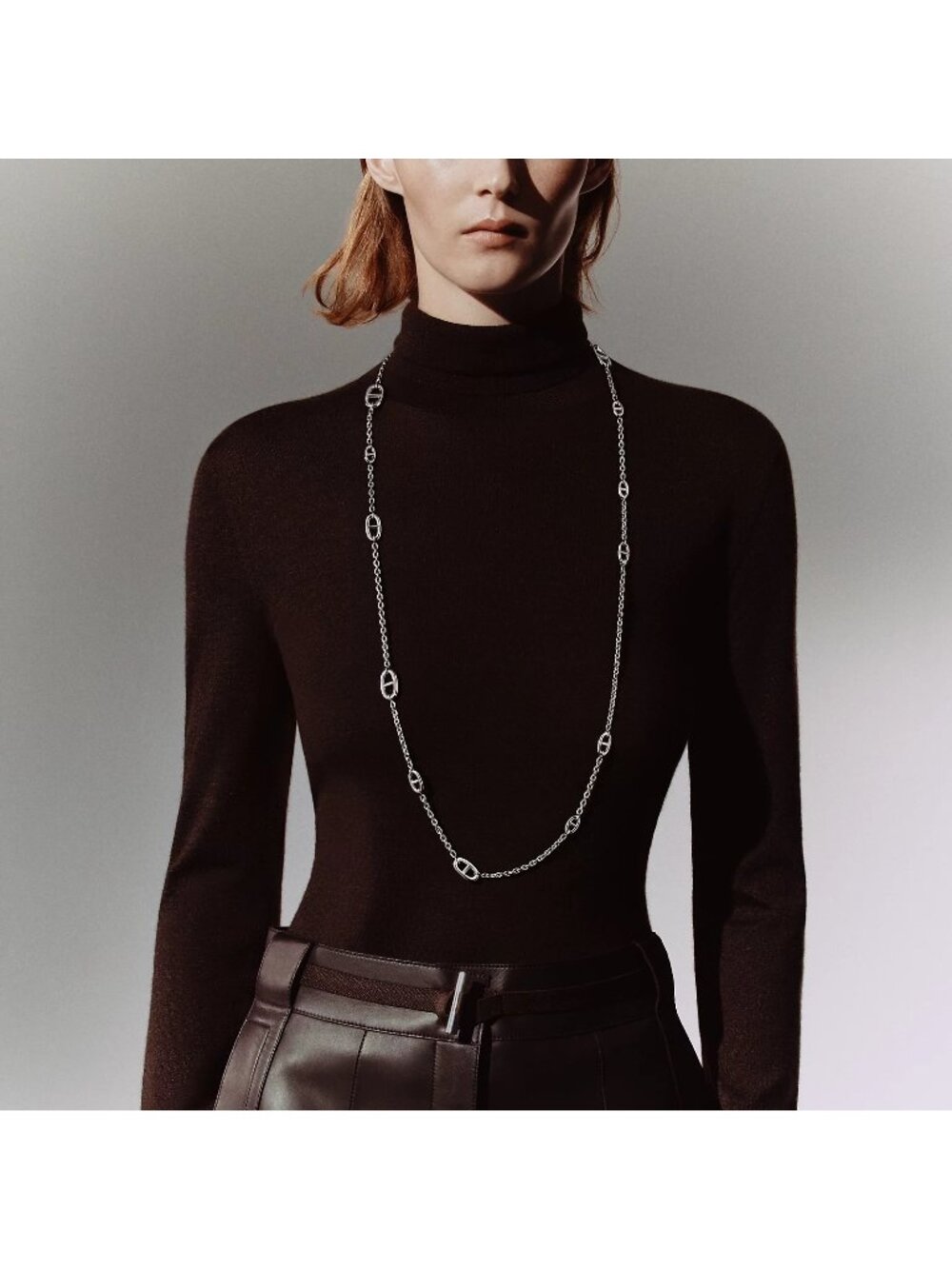 HERMES Sterling Silver Farandole Chaine D'Ancre 120 Cm Necklace
